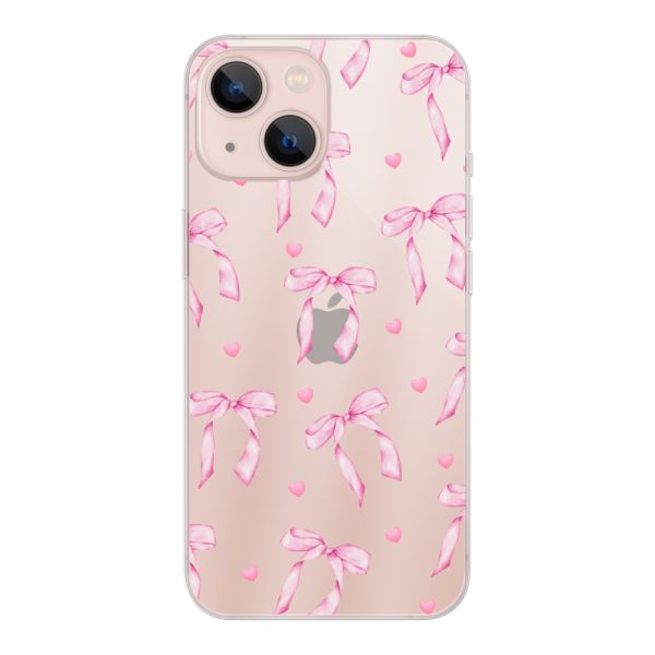 Flexibel iPhone 13 hoesje met Roze Strikjes en Hartjes