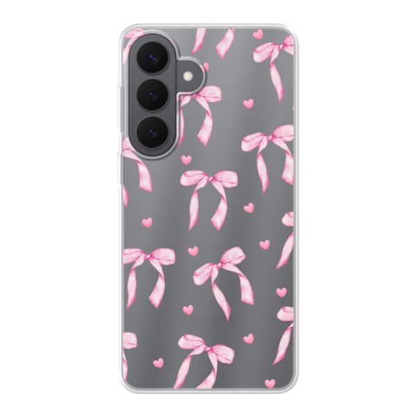 Flexibel Samsung Galaxy S26 Plus hoesje met Roze Strikjes en Hartjes