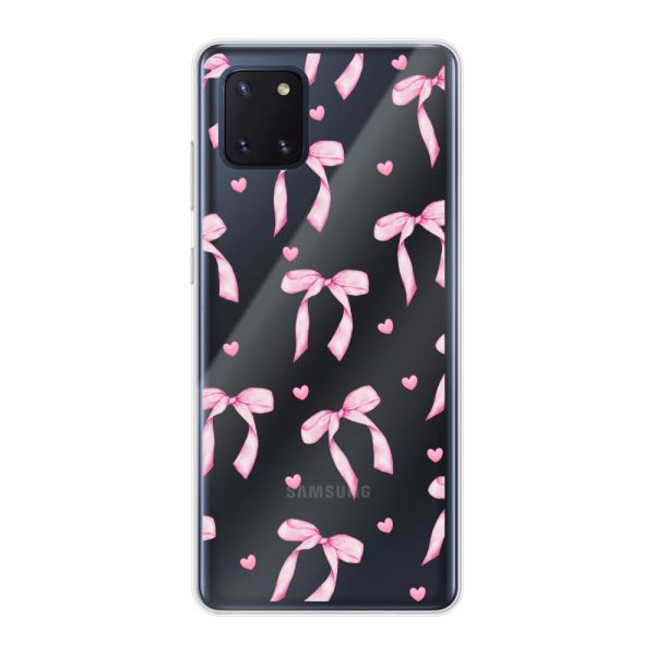 Flexibel Samsung Galaxy Note 10 Lite hoesje met Roze Strikjes en Hartjes