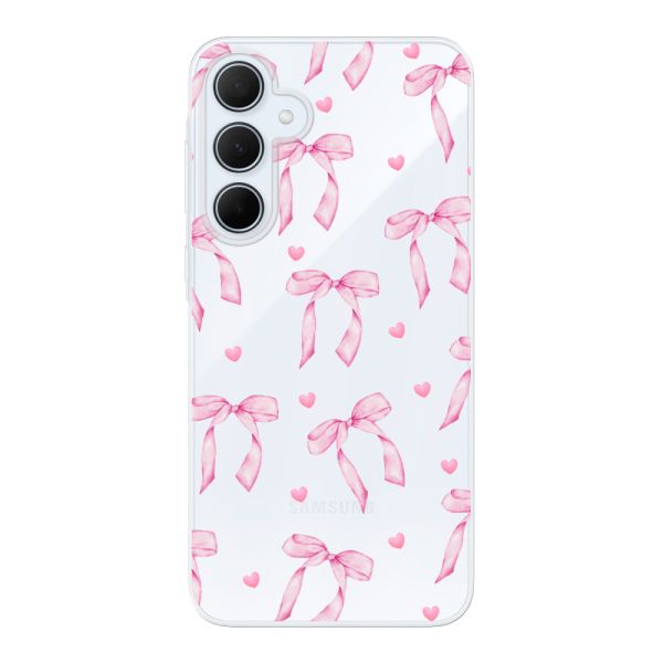 Flexibel Samsung Galaxy A35 hoesje met Roze Strikjes en Hartjes