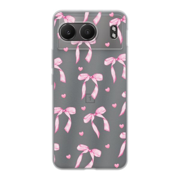 Flexibel OnePlus Nord 4 hoesje met Roze Strikjes en Hartjes