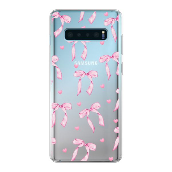 Flexibel Samsung Galaxy S10 Plus hoesje met Roze Strikjes en Hartjes