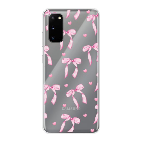 Flexibel Samsung Galaxy S20 / S20 5G hoesje met Roze Strikjes en Hartjes