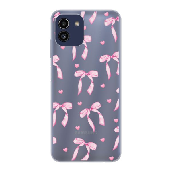 Flexibel Samsung Galaxy A03 hoesje met Roze Strikjes en Hartjes