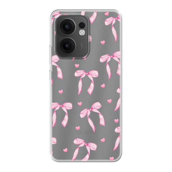 Flexibel Oppo Reno13 F hoesje met Roze Strikjes en Hartjes