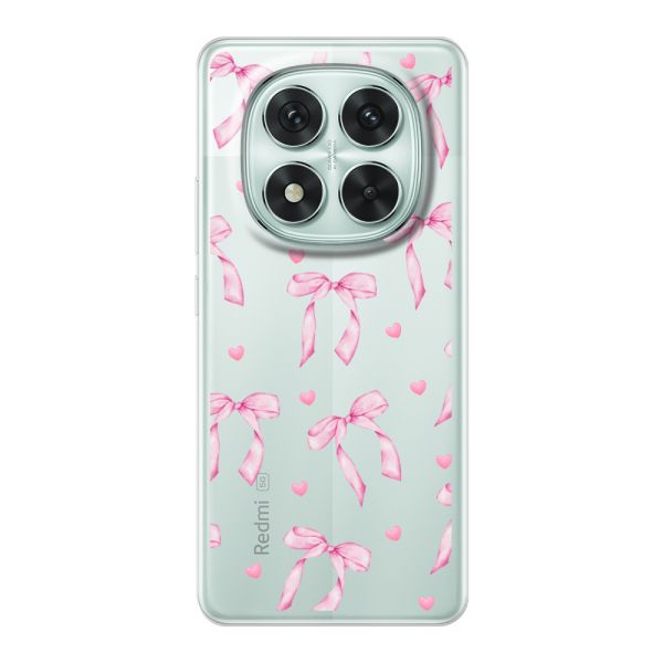 Flexibel Xiaomi Redmi Note 14 Pro 5G hoesje met Roze Strikjes en Hartjes