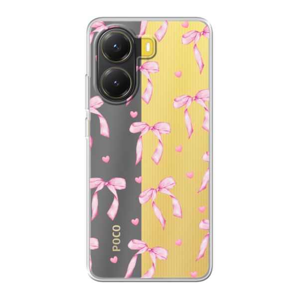 Flexibel Xiaomi Poco X7 Pro hoesje met Roze Strikjes en Hartjes