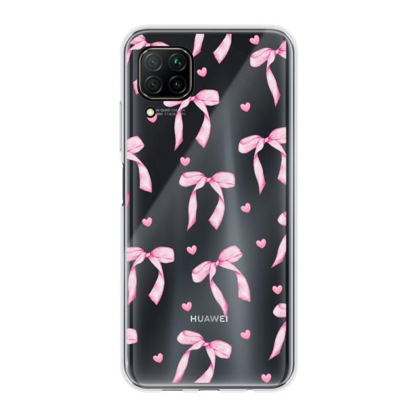 Flexibel Huawei P40 Lite hoesje met Roze Strikjes en Hartjes