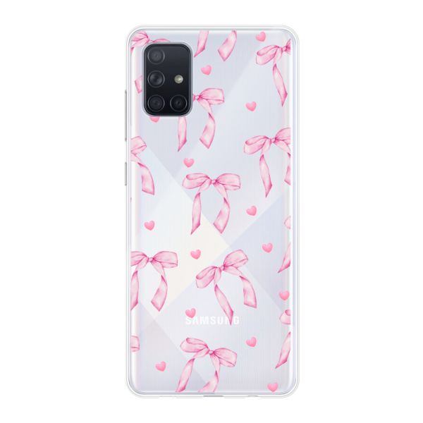 Flexibel Samsung Galaxy A71 4G hoesje met Roze Strikjes en Hartjes
