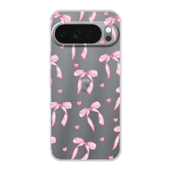 Flexibel Google Pixel 10 Pro XL hoesje met Roze Strikjes en Hartjes