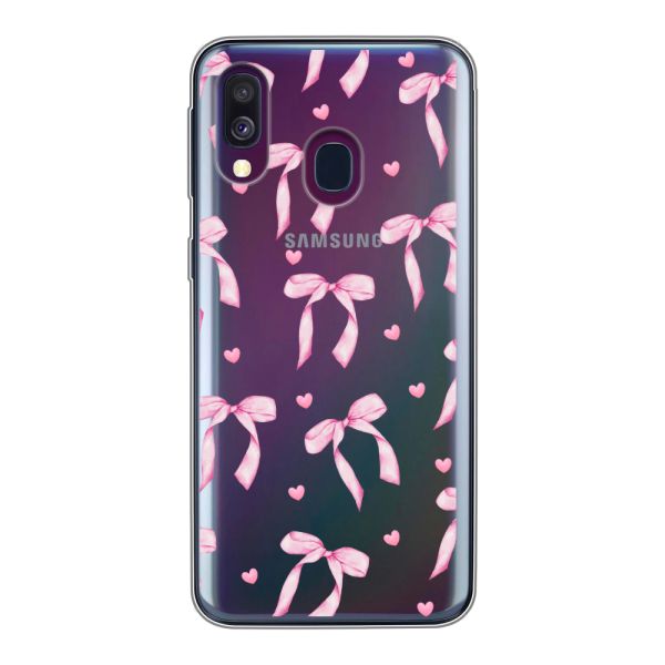 Flexibel Samsung Galaxy A40 hoesje met Roze Strikjes en Hartjes