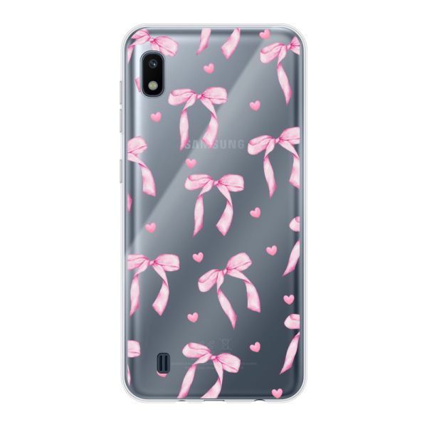 Flexibel Samsung Galaxy A10 hoesje met Roze Strikjes en Hartjes