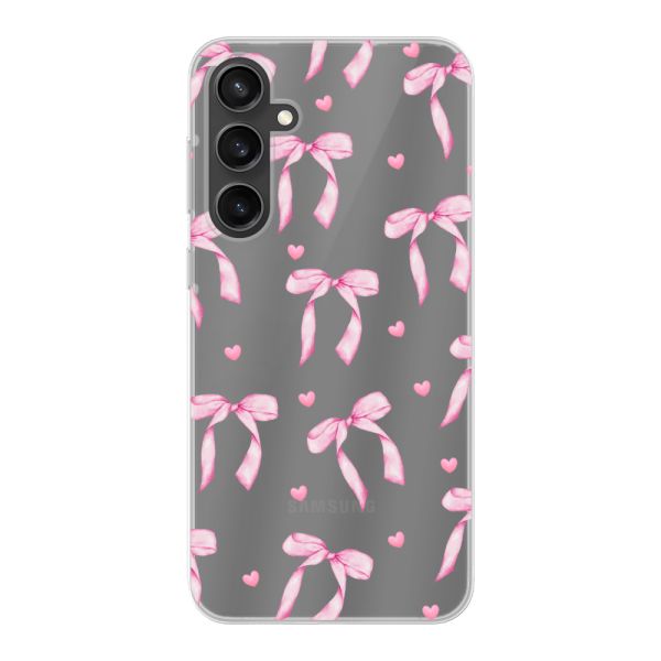 Flexibel Samsung Galaxy S23 FE hoesje met Roze Strikjes en Hartjes