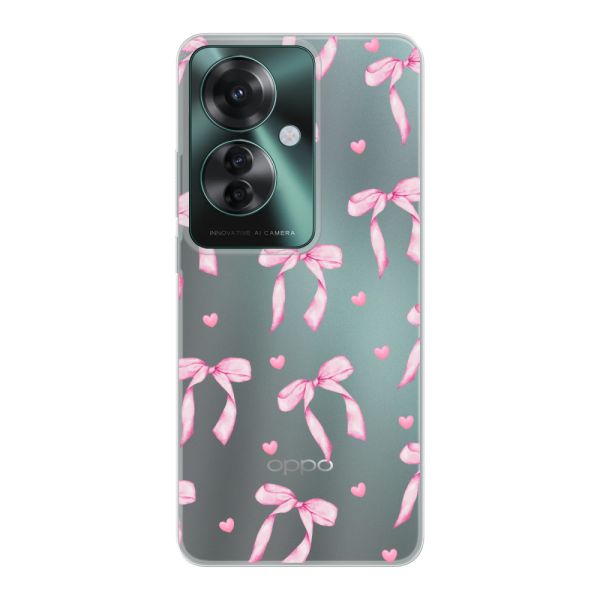 Flexibel Oppo Reno11 F hoesje met Roze Strikjes en Hartjes