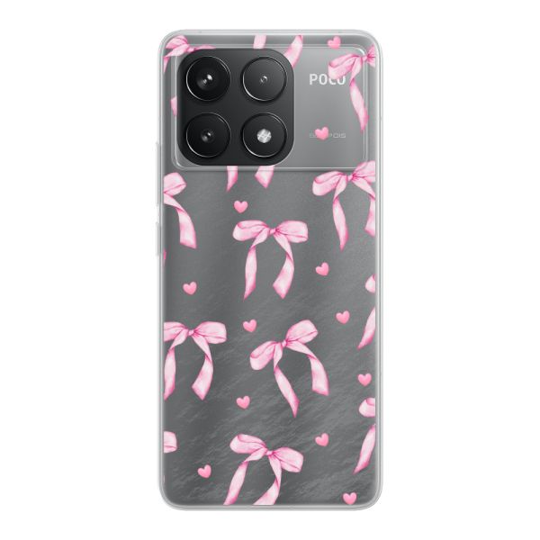 Flexibel Xiaomi Redmi K70 / K70 Pro hoesje met Roze Strikjes en Hartjes