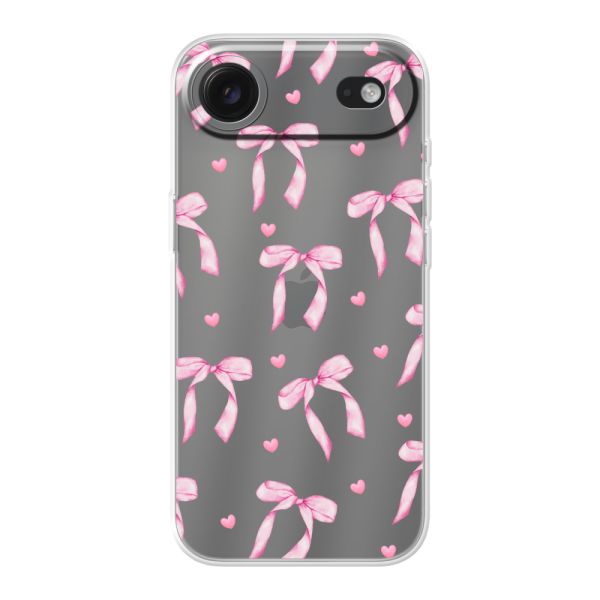 Flexible iPhone Air Hülle mit rosa Schleifen und Herzen