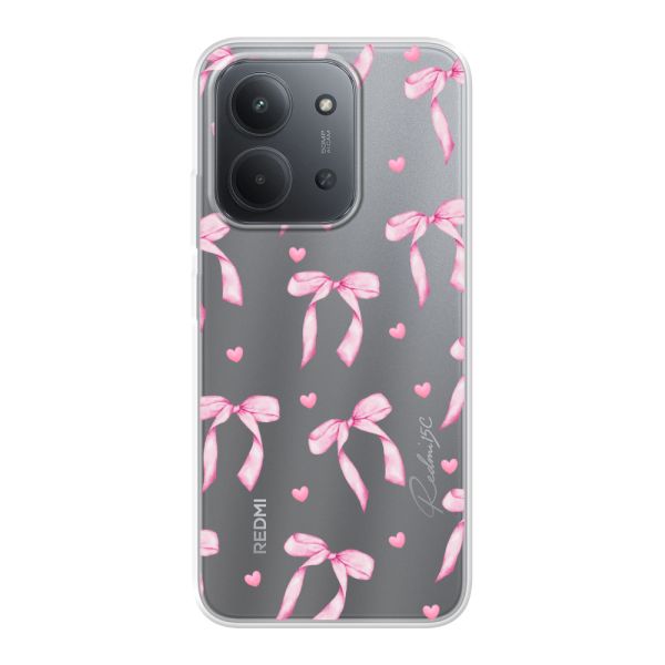 Flexibel Xiaomi Redmi 15C 4G hoesje met Roze Strikjes en Hartjes