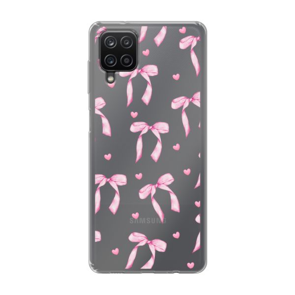 Flexibel Samsung Galaxy A12 / A12 Nacho hoesje met Roze Strikjes en Hartjes