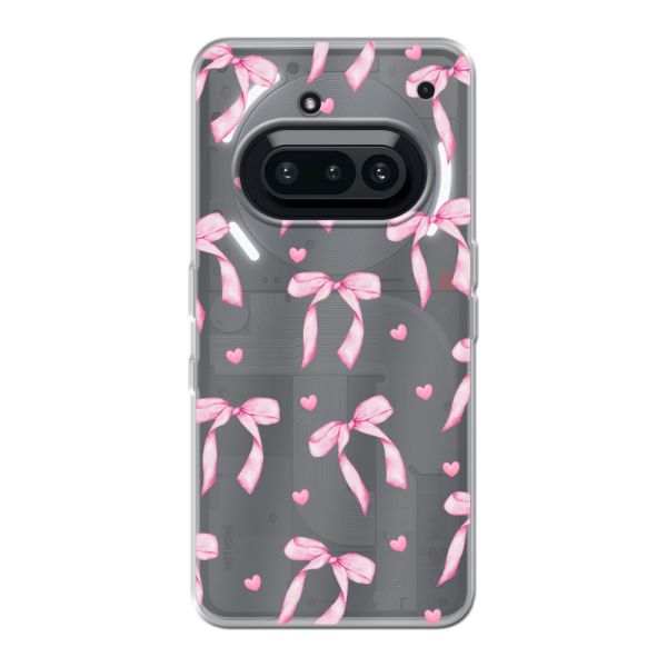 Coque Nothing Phone (3a) flexible avec nœuds et cœurs roses