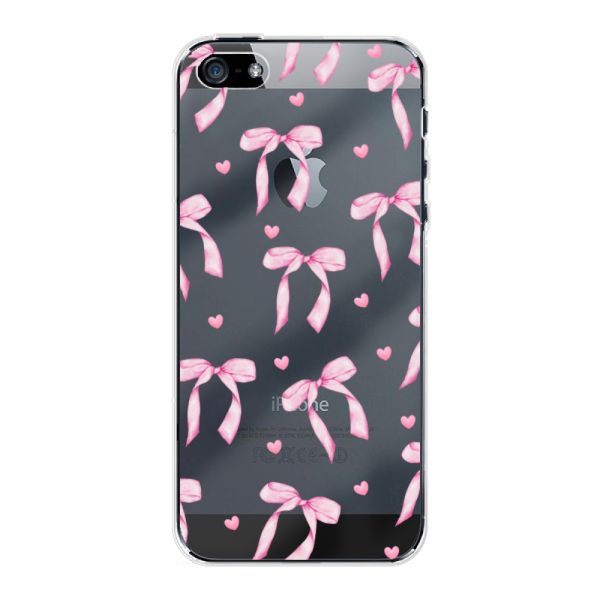 Flexibel iPhone SE (2016) hoesje met Roze Strikjes en Hartjes