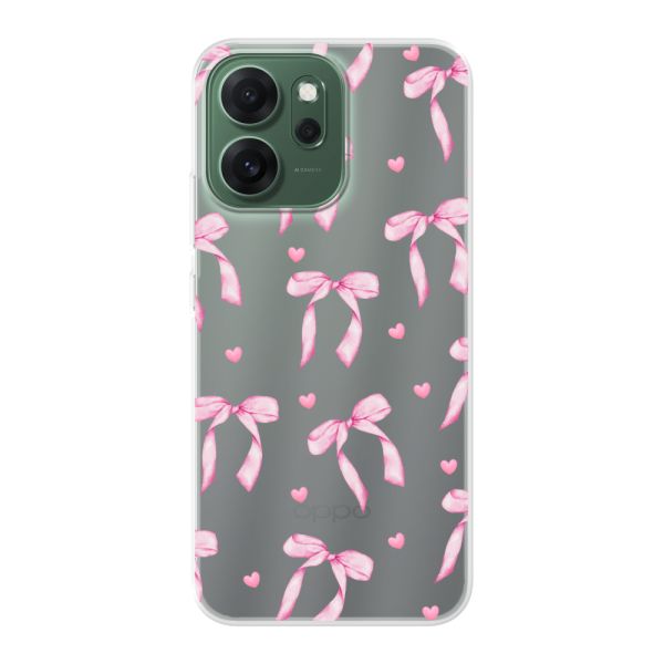 Flexible Oppo Reno14 F Hülle mit rosa Schleifen und Herzen