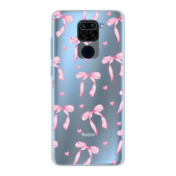 Funda flexible Xiaomi Redmi Note 9 con lazos y corazones rosas