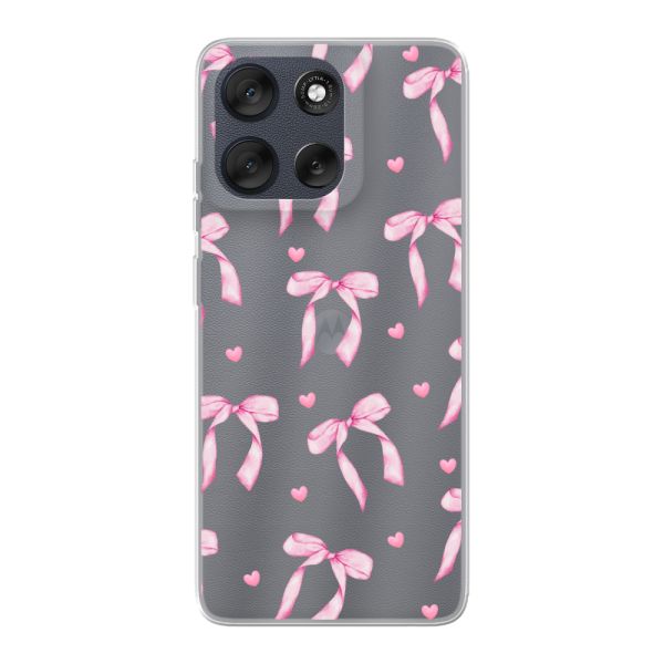 Flexibel Motorola Moto G56 hoesje met Roze Strikjes en Hartjes
