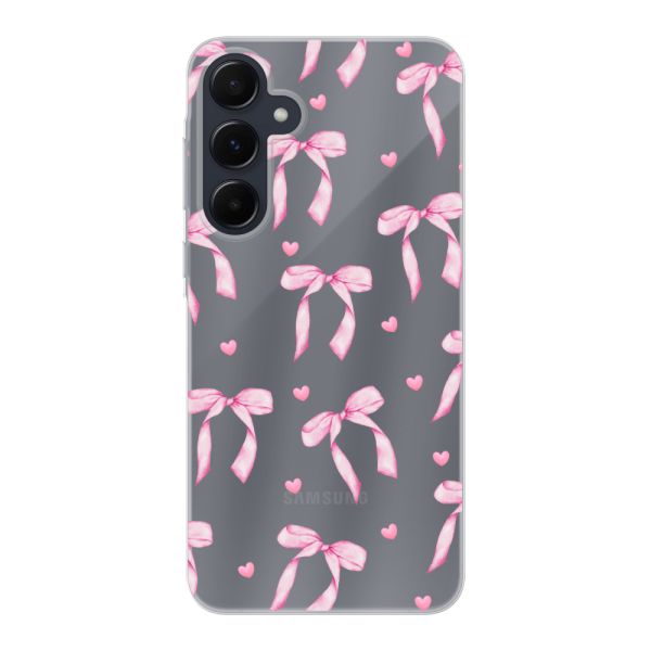 Flexibel Samsung Galaxy A55 hoesje met Roze Strikjes en Hartjes