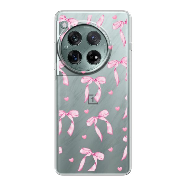 Flexibel OnePlus 12 hoesje met Roze Strikjes en Hartjes