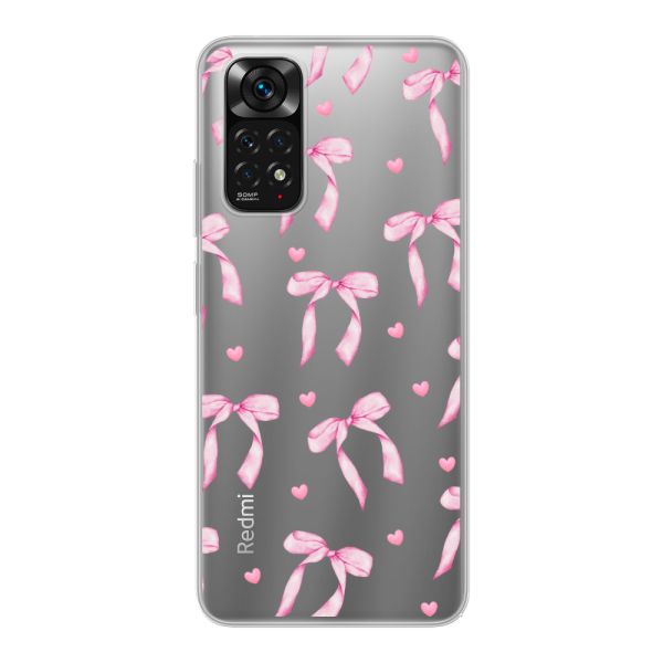 Flexibel Xiaomi Redmi Note 11 / Note 11S hoesje met Roze Strikjes en Hartjes