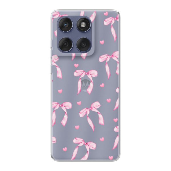 Flexibel Motorola Edge 60 / 60s / 60 Fusion hoesje met Roze Strikjes en Hartjes