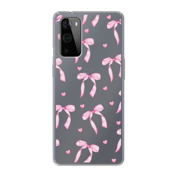 Flexibel OnePlus 9 Pro hoesje met Roze Strikjes en Hartjes