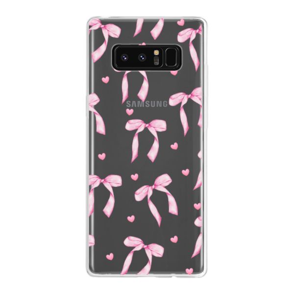 Flexibel Samsung Galaxy Note 8 hoesje met Roze Strikjes en Hartjes