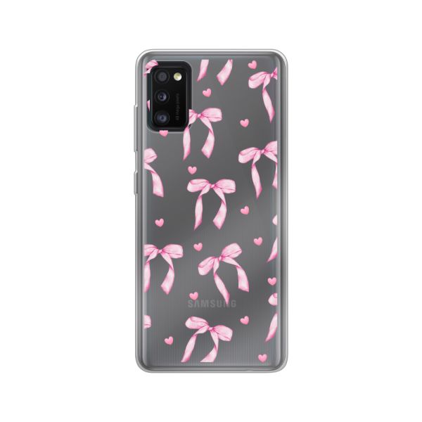 Flexibel Samsung Galaxy A41 hoesje met Roze Strikjes en Hartjes