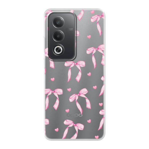 Flexibel Oppo A80 hoesje met Roze Strikjes en Hartjes