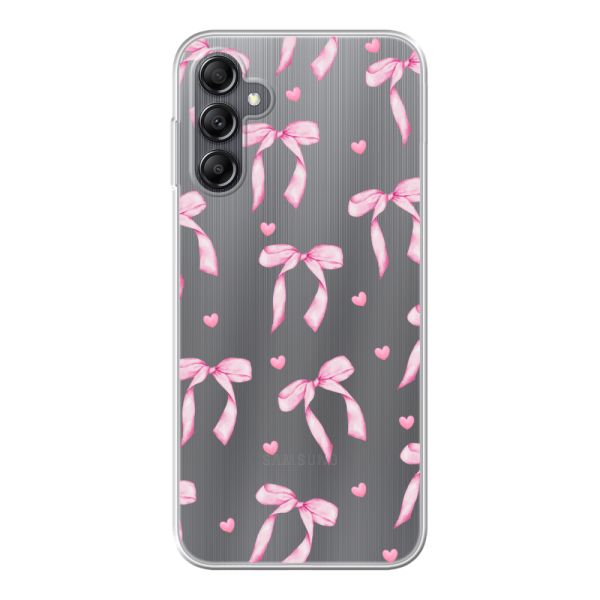 Flexibel Samsung Galaxy A14 / A14 5G hoesje met Roze Strikjes en Hartjes
