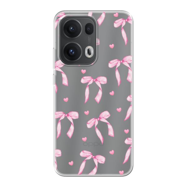 Coque Oppo Reno13 Pro flexible avec nœuds et cœurs roses