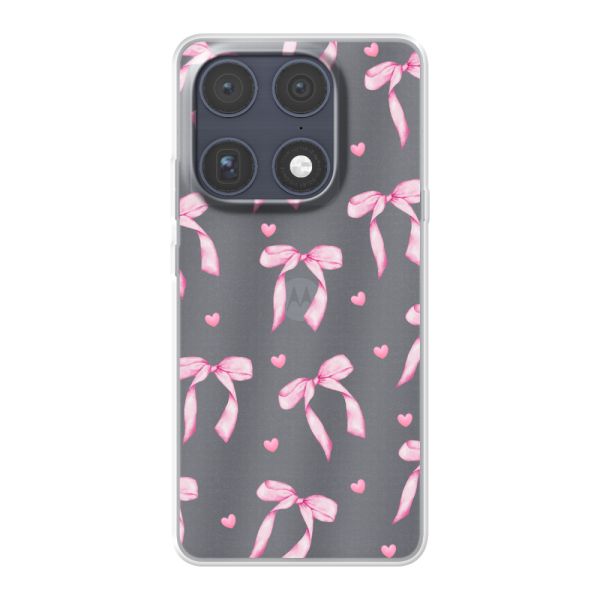 Flexibel Motorola Signature hoesje met Roze Strikjes en Hartjes