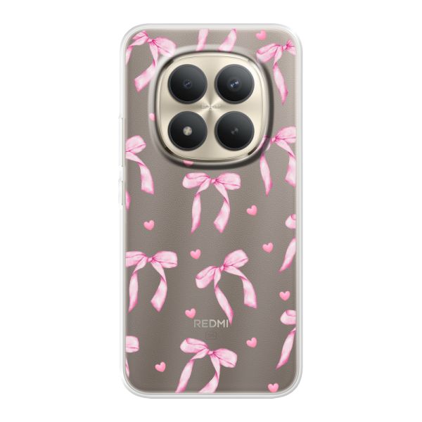 Flexibel Xiaomi Redmi Note 15 Pro+ hoesje met Roze Strikjes en Hartjes