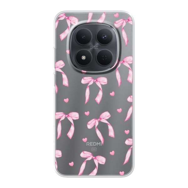 Flexibel Xiaomi Redmi Note 15 Pro (5G) hoesje met Roze Strikjes en Hartjes