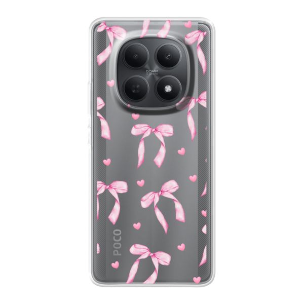 Flexibel Xiaomi Poco M8 hoesje met Roze Strikjes en Hartjes