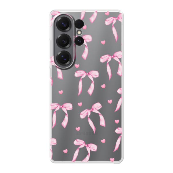 Flexibel Samsung Galaxy S26 Ultra hoesje met Roze Strikjes en Hartjes