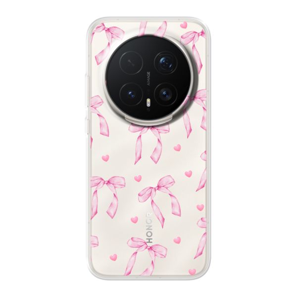 Flexibel Honor Magic8 Pro hoesje met Roze Strikjes en Hartjes