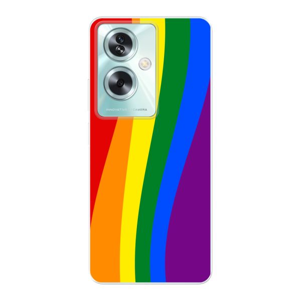 Flexibel Oppo A79 hoesje met Regenboogvlag - Klassieke Pride Vlag Subtitel