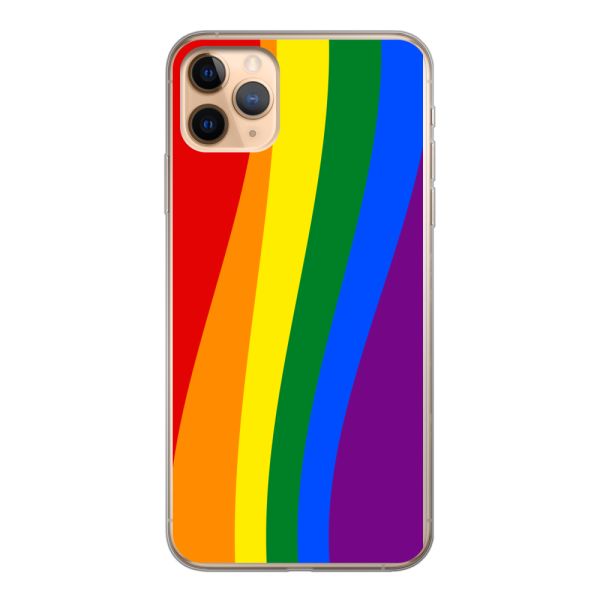 Flexibel iPhone 11 Pro Max hoesje met Regenboogvlag - Klassieke Pride Vlag Subtitel