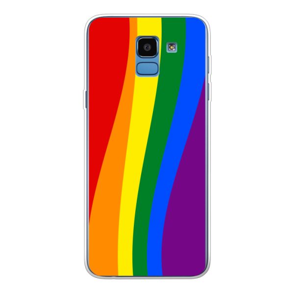 Flexibel Samsung Galaxy J6 (2018) hoesje met Regenboogvlag - Klassieke Pride Vlag Subtitel