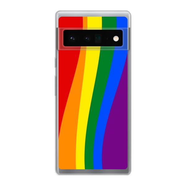 Flexibel Google Pixel 6 Pro hoesje met Regenboogvlag - Klassieke Pride Vlag Subtitel