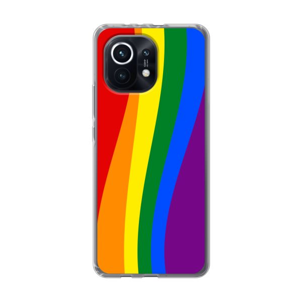 Flexibel Xiaomi Mi 11 hoesje met Regenboogvlag - Klassieke Pride Vlag Subtitel