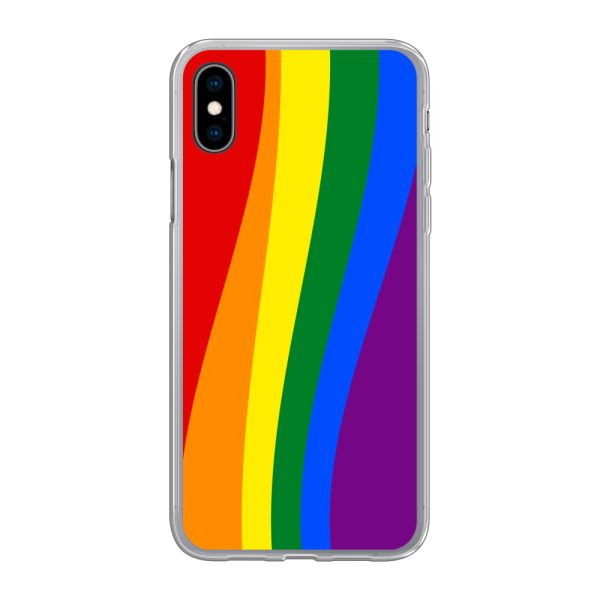 Flexibel iPhone X / Xs hoesje met Regenboogvlag - Klassieke Pride Vlag Subtitel