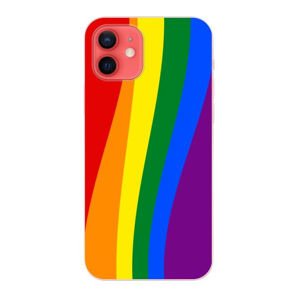 Flexibel iPhone 12 / 12 Pro hoesje met Regenboogvlag - Klassieke Pride Vlag Subtitel